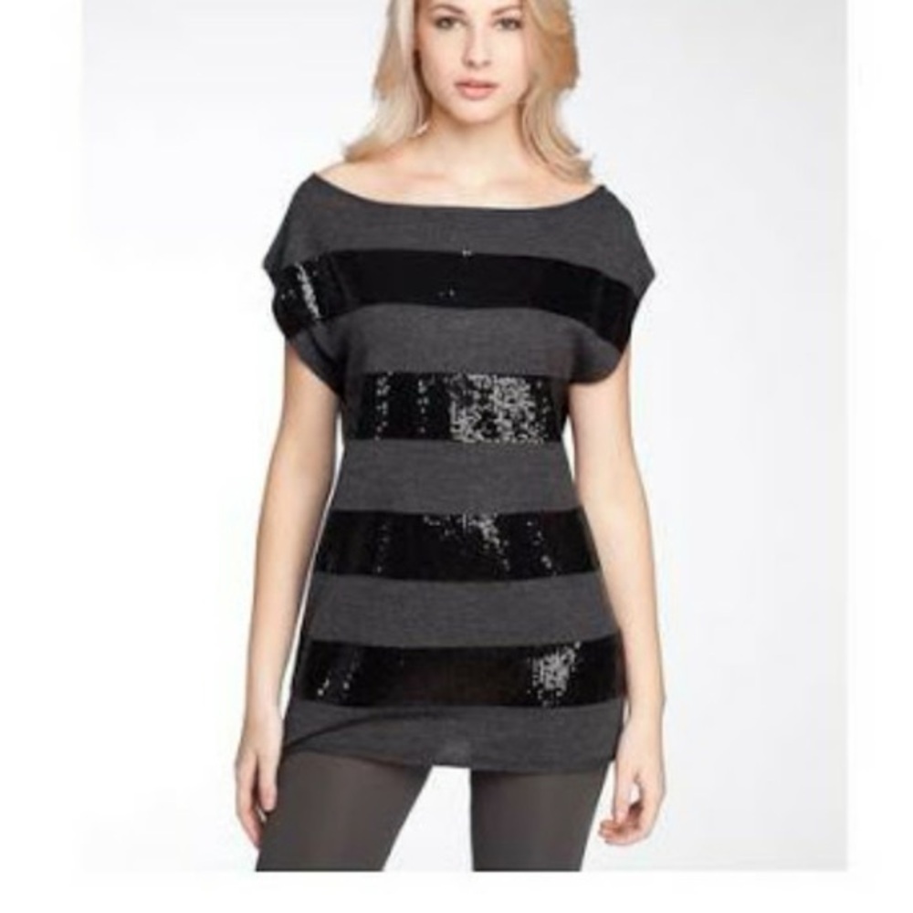 Alice + Olivia Sequin Stripe Wool Sleeveless Sweater, size approx M